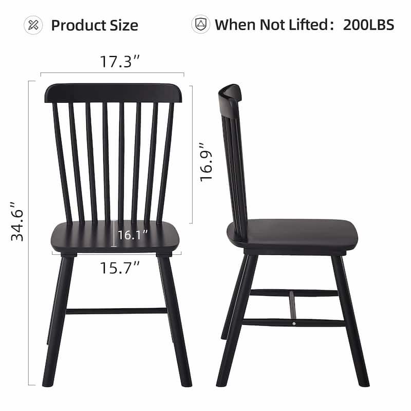 Set of 4 Rubber Wood Dining Chairs, Solid Wood