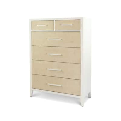 Miramar 6 Drawer Woven Chest Sand and Stark White Finish