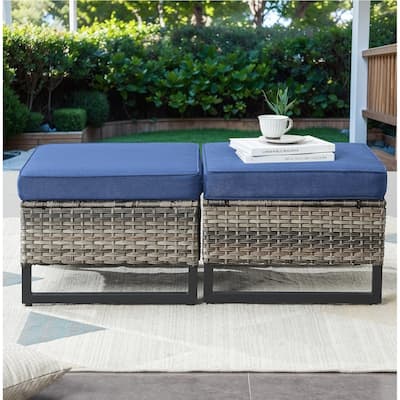 Gymojoy Outdoor Rattan Wicker Ottoman Seat Weather-resistance