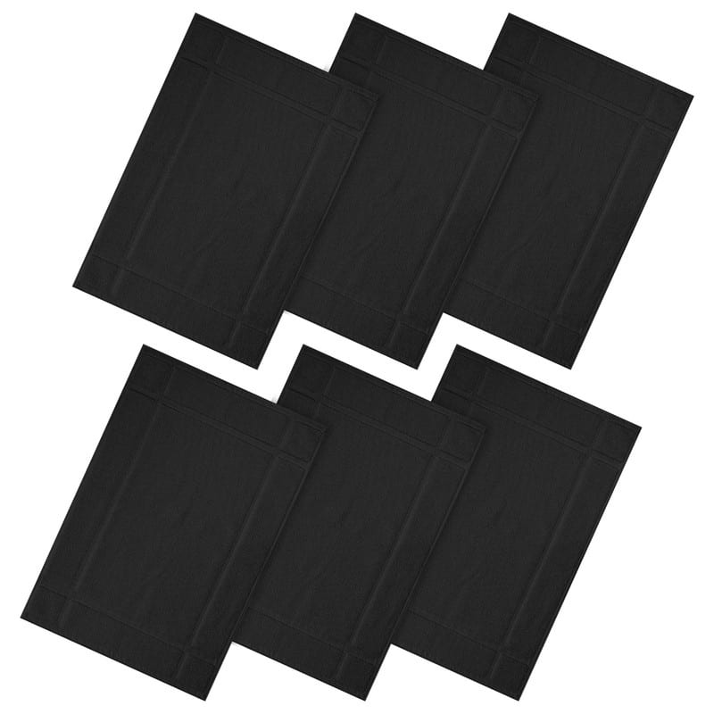 Pure Cotton 1350 GSM Bath Mats Highly Absorbent by Ample Decor- 6 Pack - 34"X20" - Black