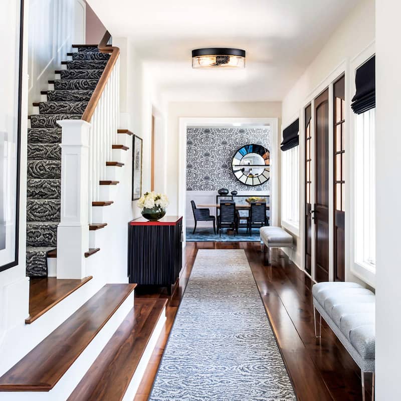 Black Farmhouse Flush Mount Ceiling Light Fixtures Flush Mount Ceiling Light for Hallway, Kitchen, Entryway and Foyer
