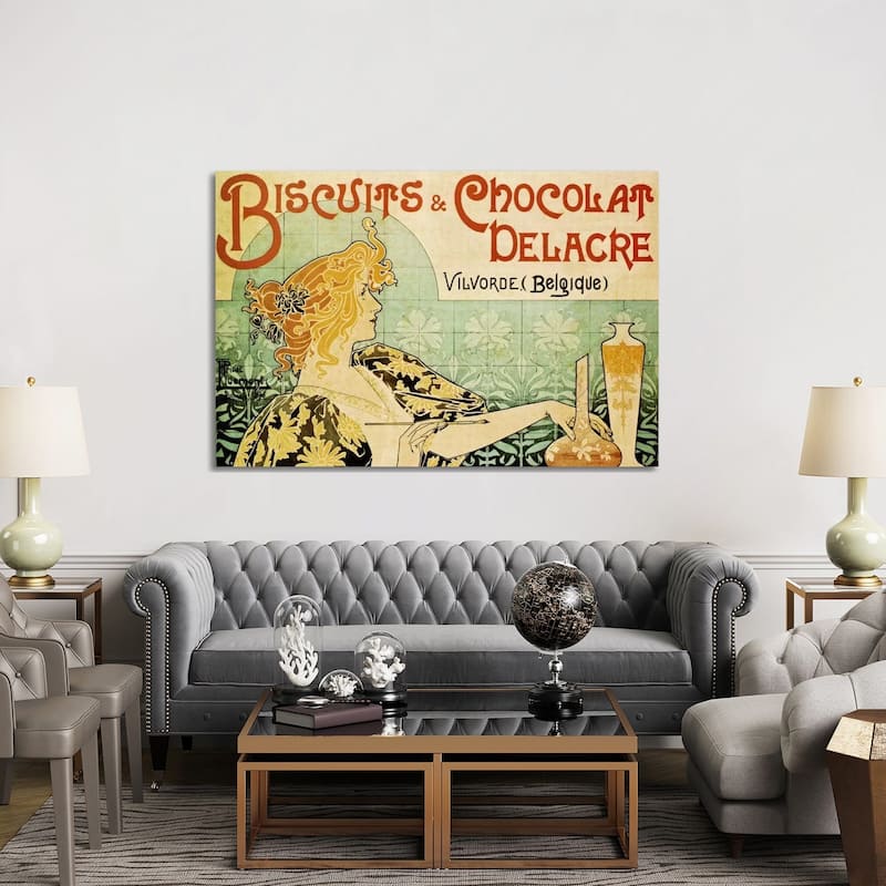 iCanvas "Delacre Biscuits & Chocolat Vintage Poster" by Henri Privat-Livemont Canvas Print