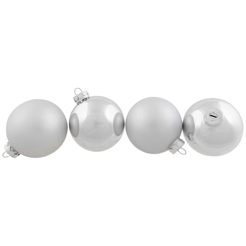6ct Silver Shiny and Matte Christmas Ball Ornaments 3.25" (80mm)
