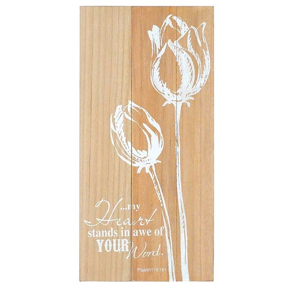 19" Brown and White Religious Quotes Accented Wall Plaque - N/A