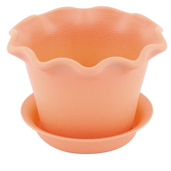 Home Windowsill Plastic Petal Design Aloes Plant Flower Pot Holder Light Brown