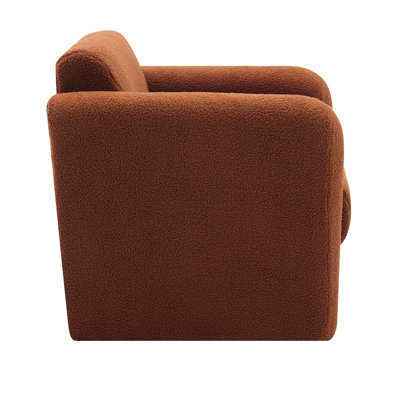 Lambskin Sherpa Fabric Upholstered Comfy Reading Arm Chair