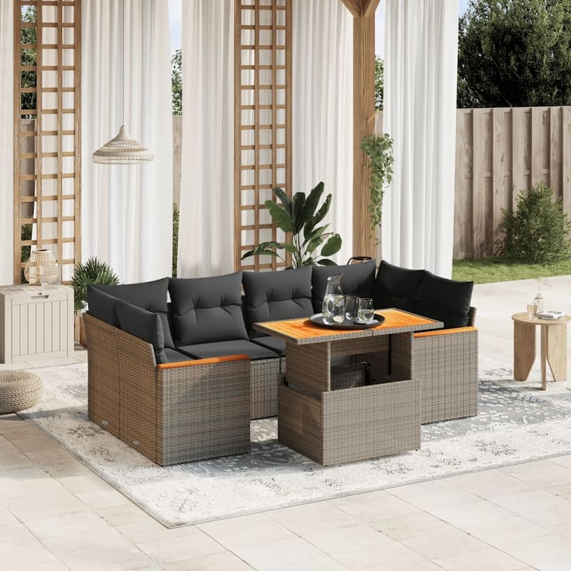 vidaXL Garden Sofa Set Gray PE Rattan Modular Garden Sofa Set - 21.7 x 39.4 x 28.7