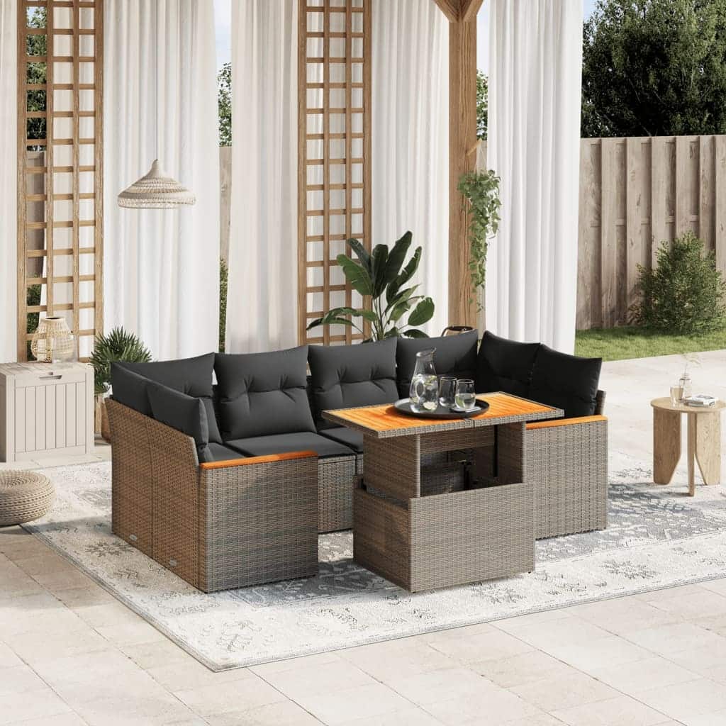 vidaXL Garden Sofa Set Gray PE Rattan Modular Garden Sofa Set - 21.7 x 39.4 x 28.7