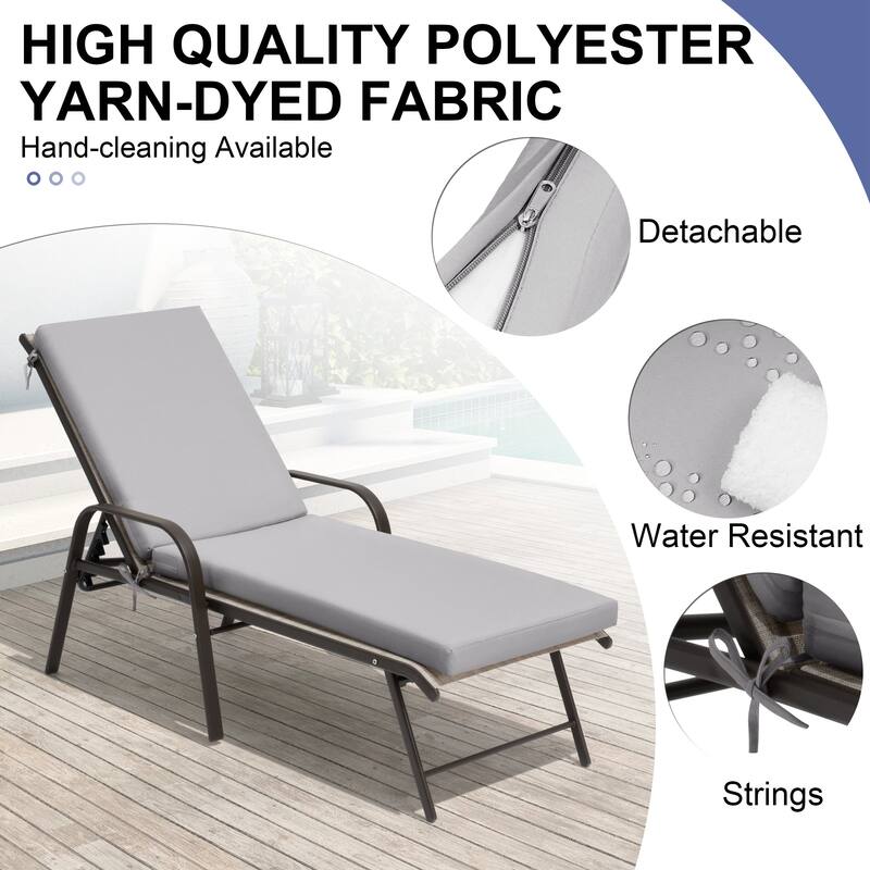 Outdoor Lounge Chairs Chaise Lounge Set with Adjustable Back and Cushions