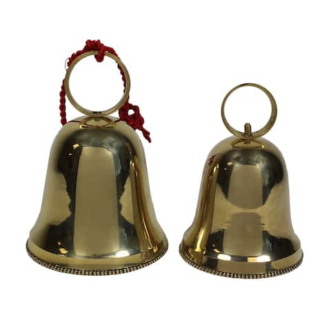 Handcrafted Solid Brass Christmas and Holiday 2-Piece Bell Set