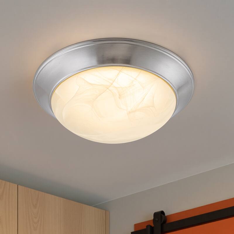 Modern Satin Nickel 3CCT Dimmable Integrated LED Flush Mount Ceiling Light - 14.25-inch
