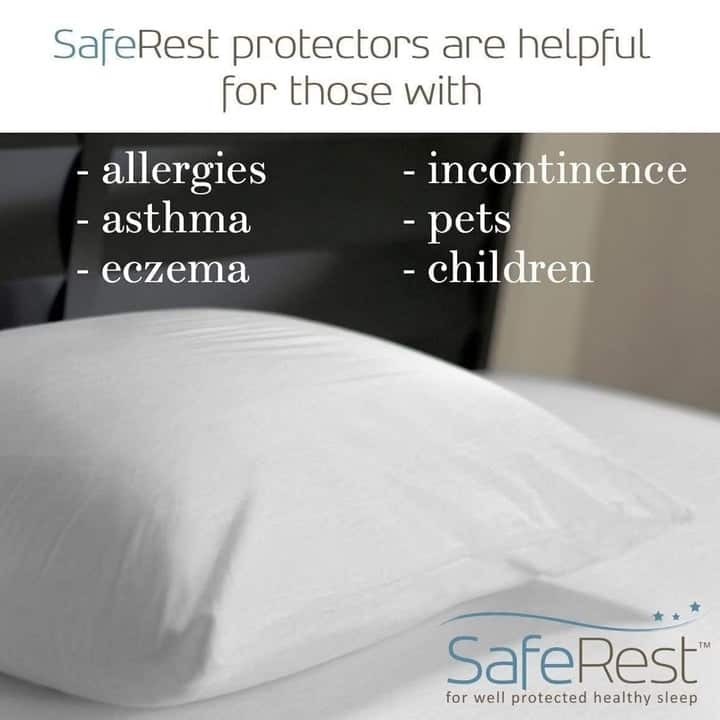 SafeRest Premium Terry Zippered Waterproof Pillow Protector, Standard, White