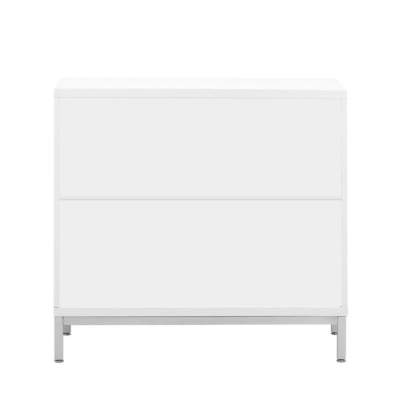 Simple Storage Cabinet Accent Cabinet with Solid Wood Veneer and Metal Leg Frame
