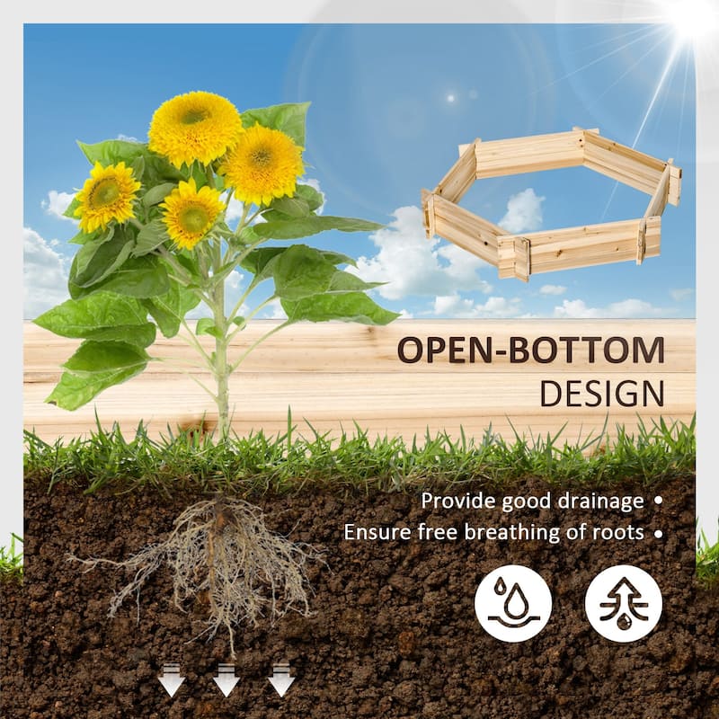 Outsunny 39'' x 36'' Screwless Raised Garden Bed, Hexagon Planter Box, Easy DIY Herb Garden for Vegetables Flowers