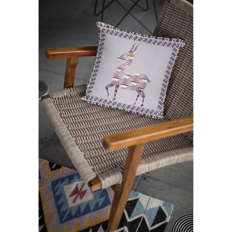 Amrita Sen Standing Deer Faux Suede Throw Pillow Zip