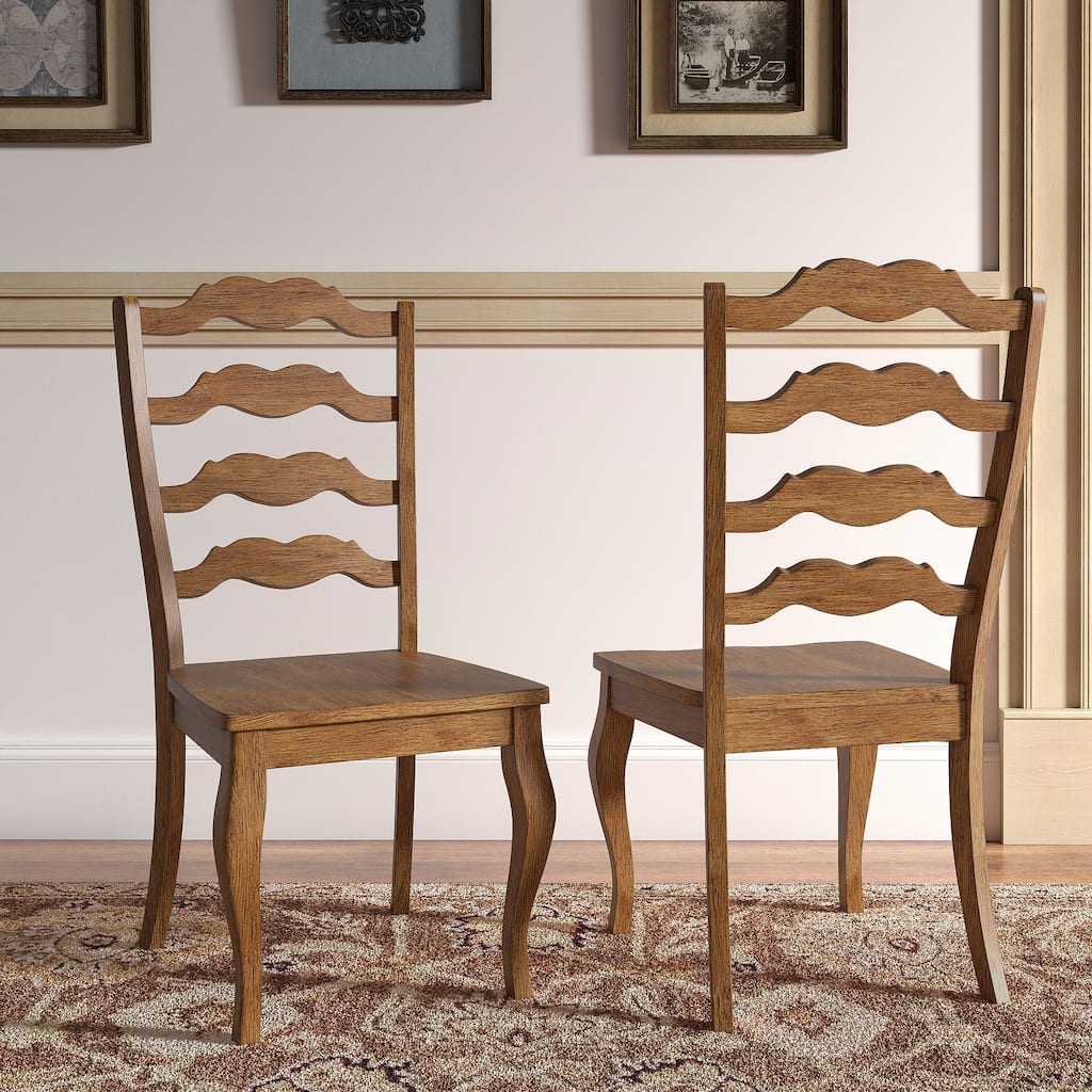 Ronda French Ladder Back Wood Dining Chairs (Set of 2)