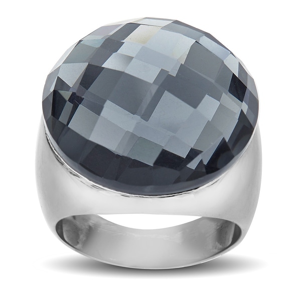 Hematite Globe Ring in Stainless Steel - Black