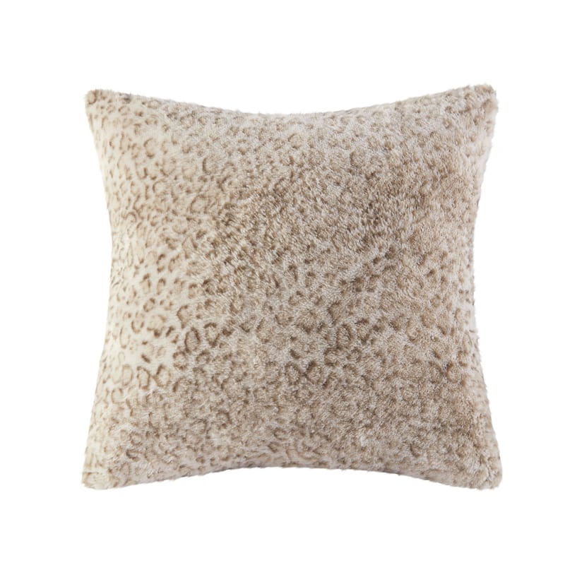 Madison Park Zuri Fax Fur Square Pillow - Leopard