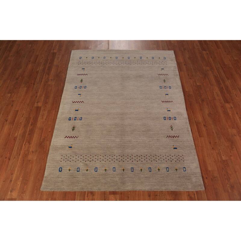 Gabbeh Oriental Area Rug Handmade Multi-Color Wool Carpet - 4'9" x 6'6"