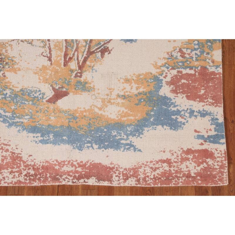 Nature Print Abstract Modern Area Rug Handmade Wool Carpet - 5'3" x 7'7"