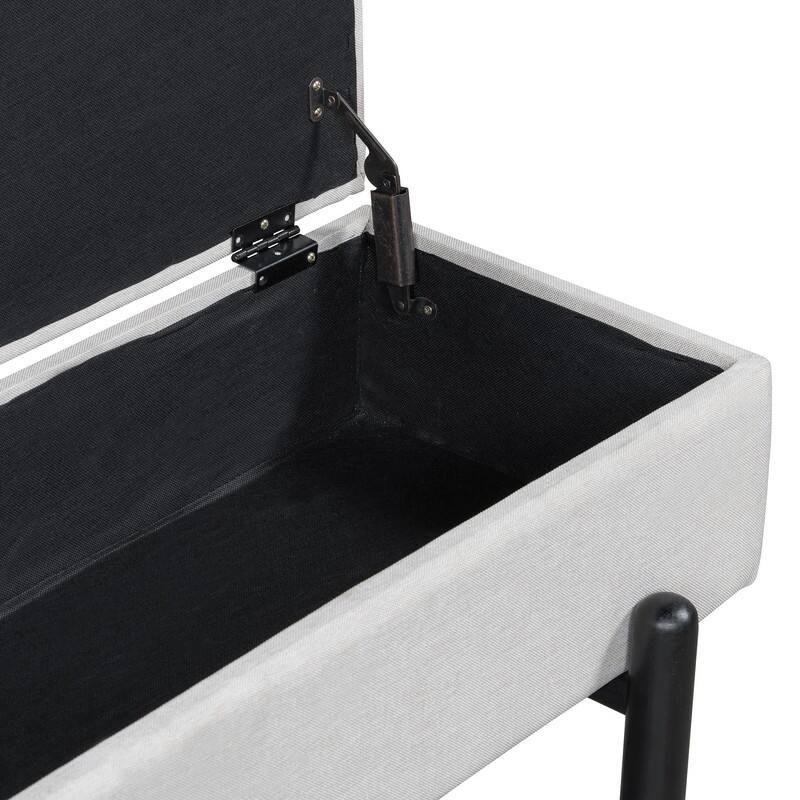 Modern 47.2" Upholstered Storage Bench with Hidden Compartment for Entryway and Living Room