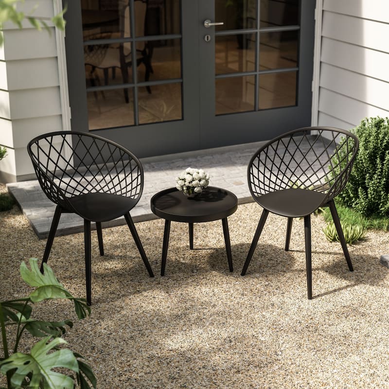 Jamesdar Kurv 3 Piece Mid-Century Modern Patio Chat Set