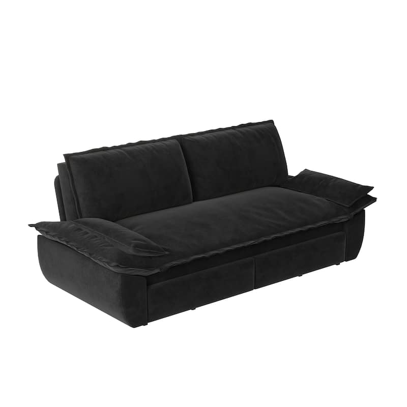 3-in-1 Convertible Pull-Out Sofa Bed, Velvet Upholstered Loveseat Sleeper Sofa Modern Lounge Couch for Living Room