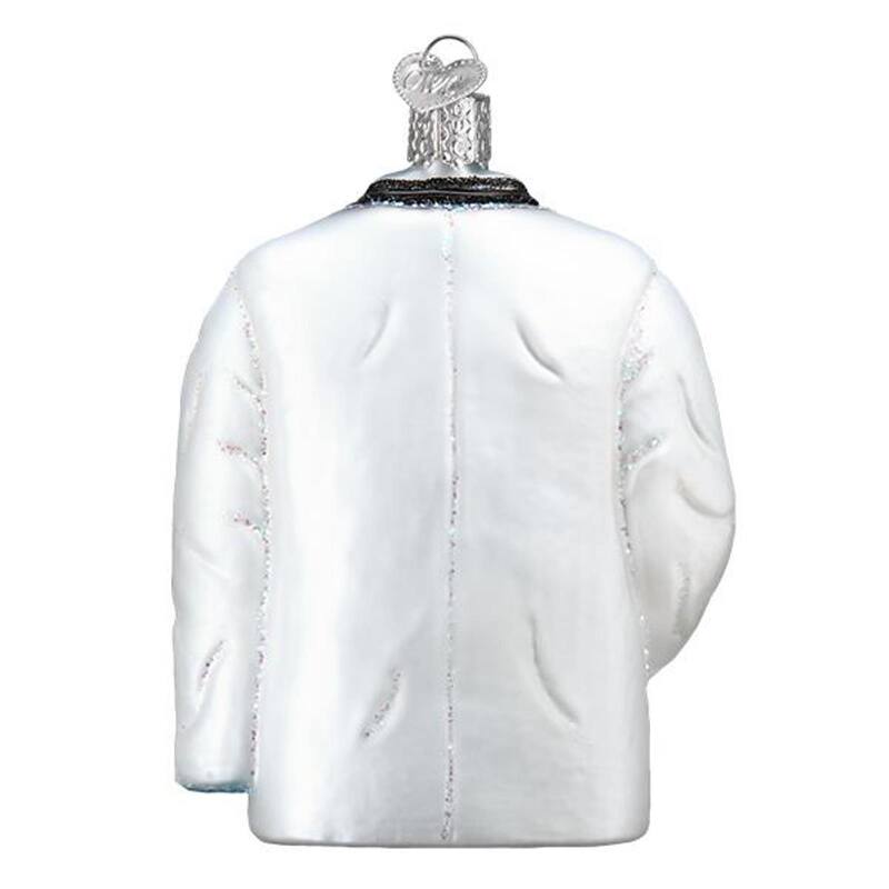 Old World Christmas Doctor Coat Holiday Ornament Glass - White,Blue