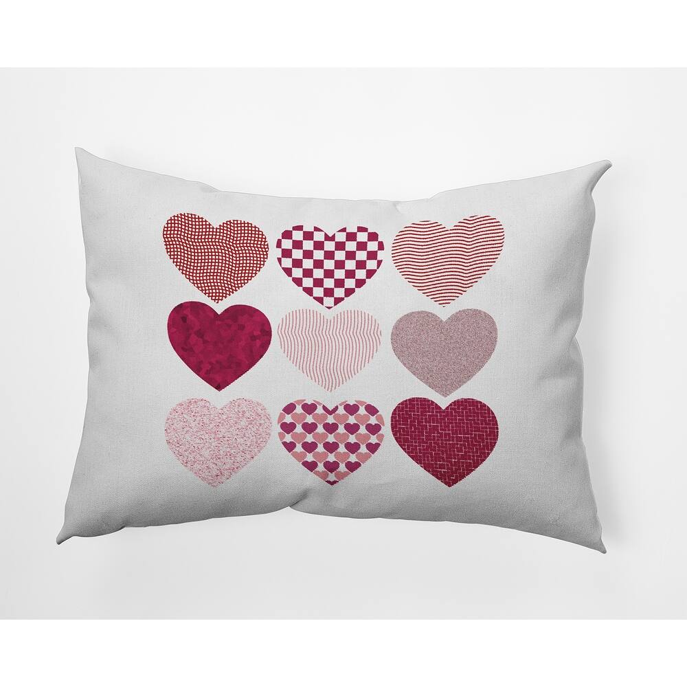Patterned Hearts Valentines Day Decorative Throw Pillow