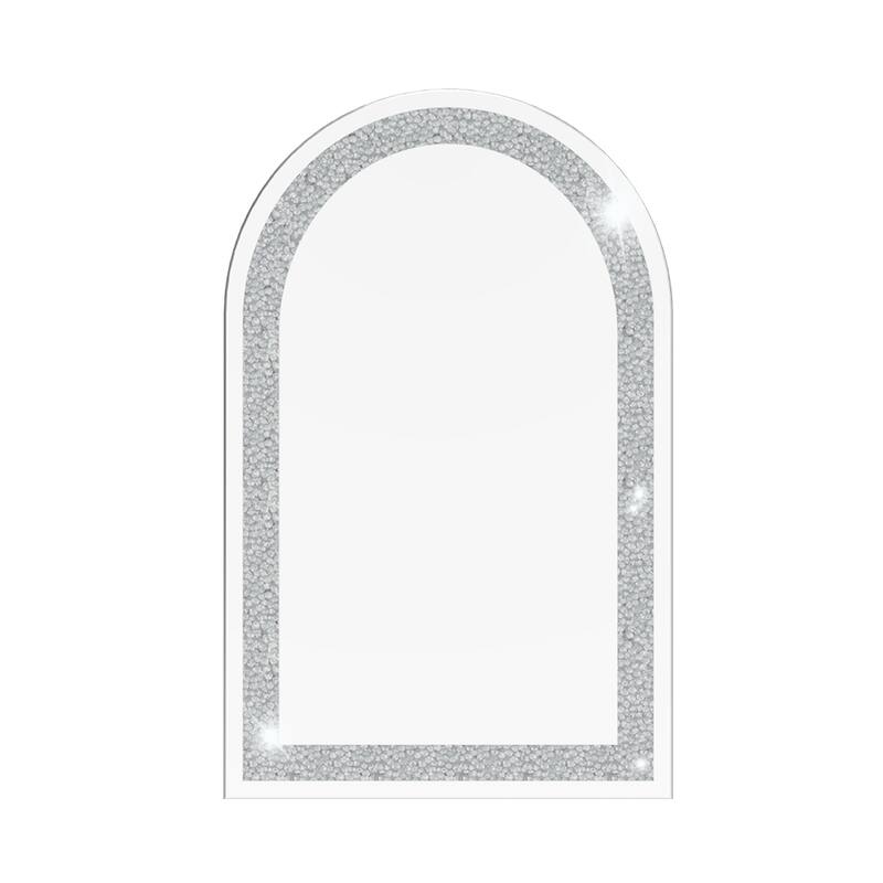 Crushed Diamond Decor Long Arch Top Glass Mirror