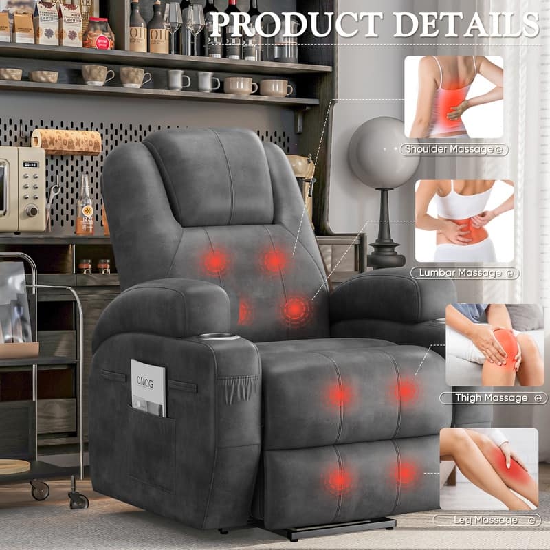 LACOO Power Lift Recliner PU Leather Reclining Chair with Massage