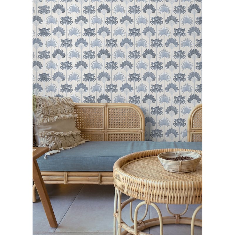 NuWallpaper Kentia Blue Peel and Stick Wallpaper