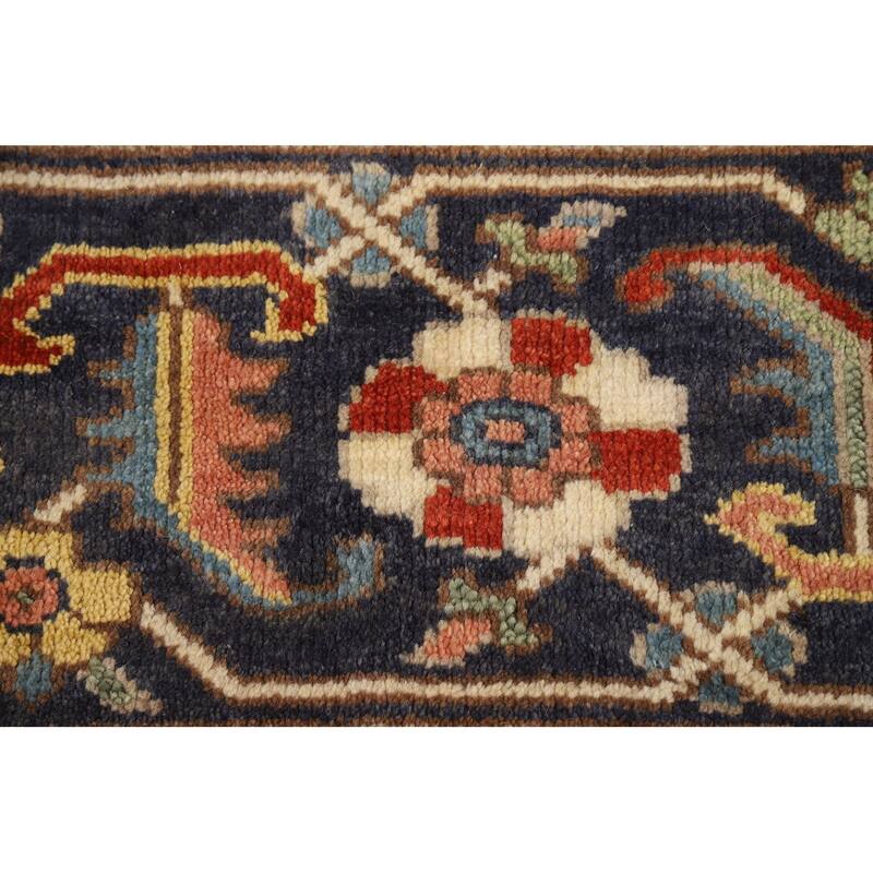 Hand Knotted Oriental 100% Wool Carpet Traditional All-Over Oranges & Rust Heriz (serapi) Area Rug - 9' 9'' X 8' 0''