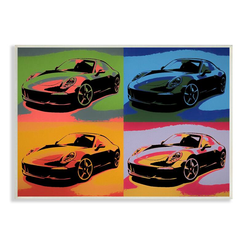 Stupell Sports Car Pop Art Modern Automobile Interpretation Wood Wall Art - Multi-Color - 19 x 13