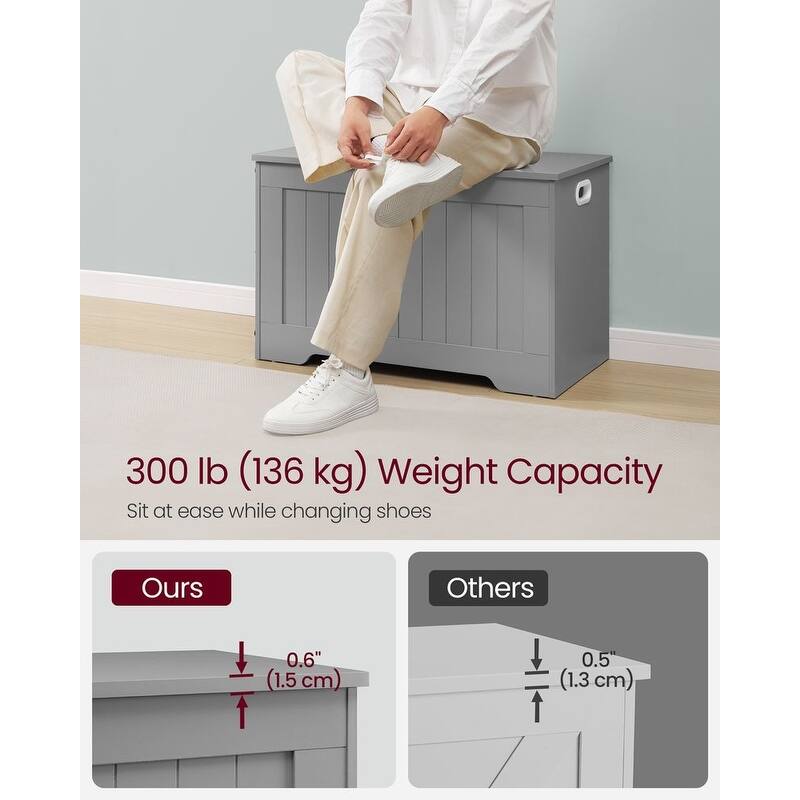Wooden Storage Chest with 2 Safety Hinges, 29.9 Inches Wide - 15.7"D x 29.9"W x 18.9"H