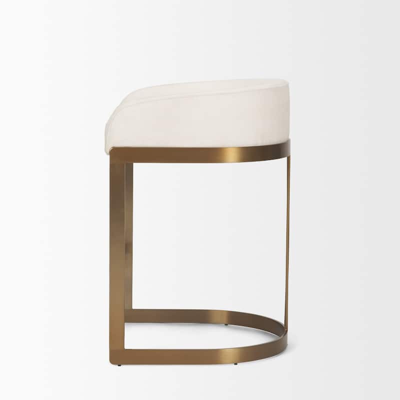 Hollyfield II Cream Fabric Seat W/ Gold Metal Base Counter Stool