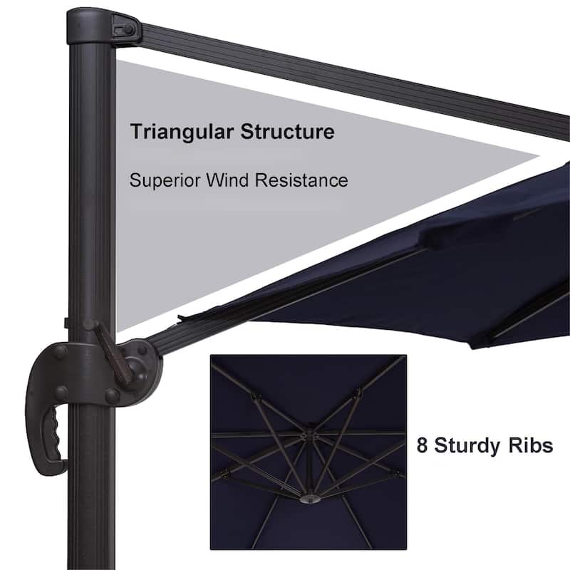 11 Feet PushButton Tilt Cantilever Patio Umbrella without Base On