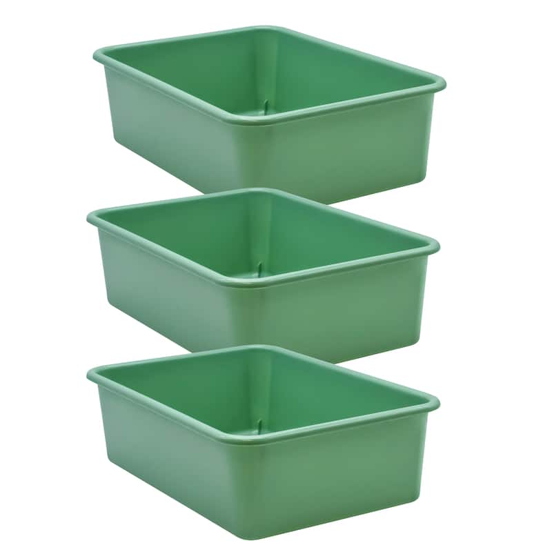 Teacher Created Resources Eucalyptus Green Large Plastic Storage Bin, Pack of 3