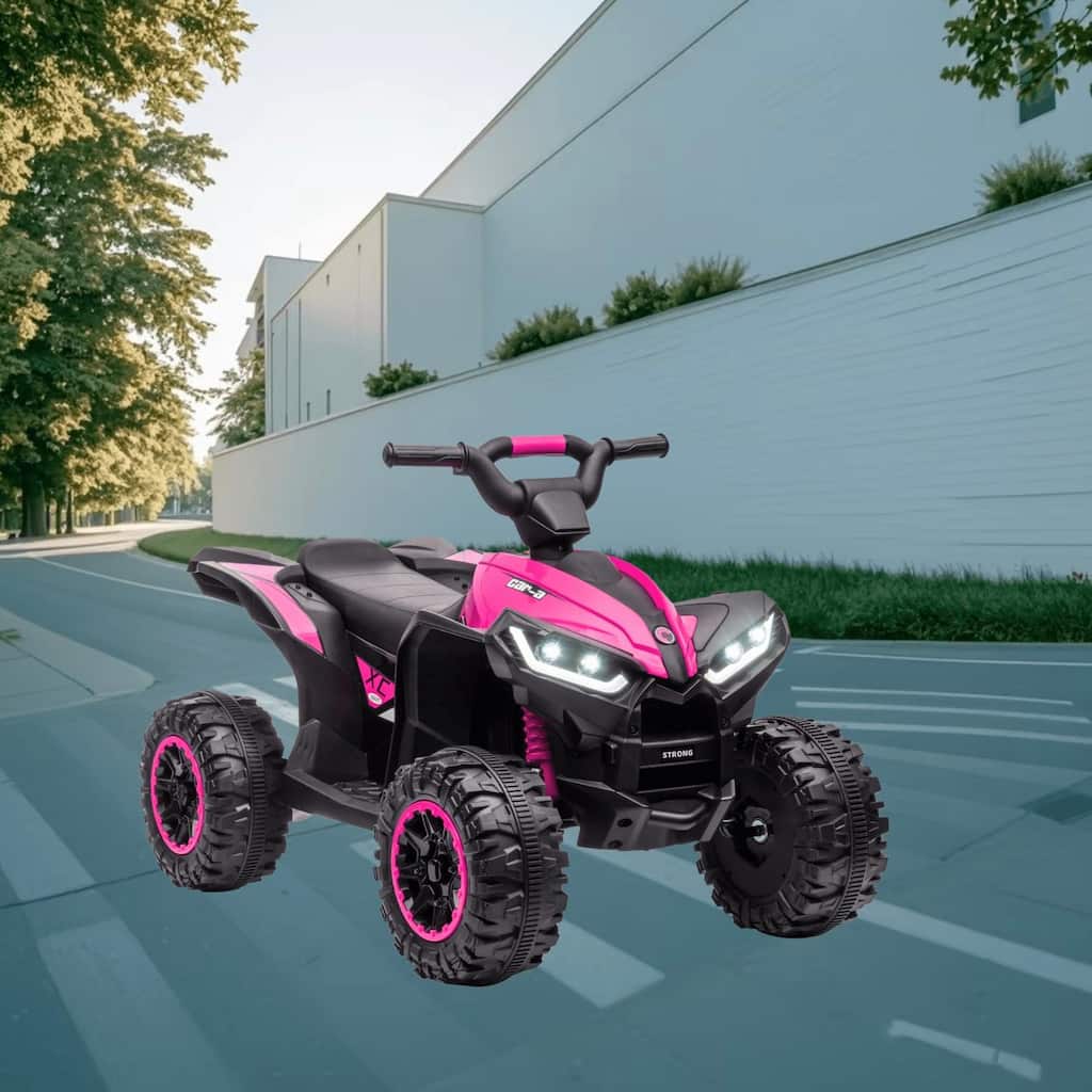 Electric 12V Kids ATV Quad with AUX Port, Headlights, Sound Effects and Wear-Resistant Wheels, Ride-On Car for Toddlers