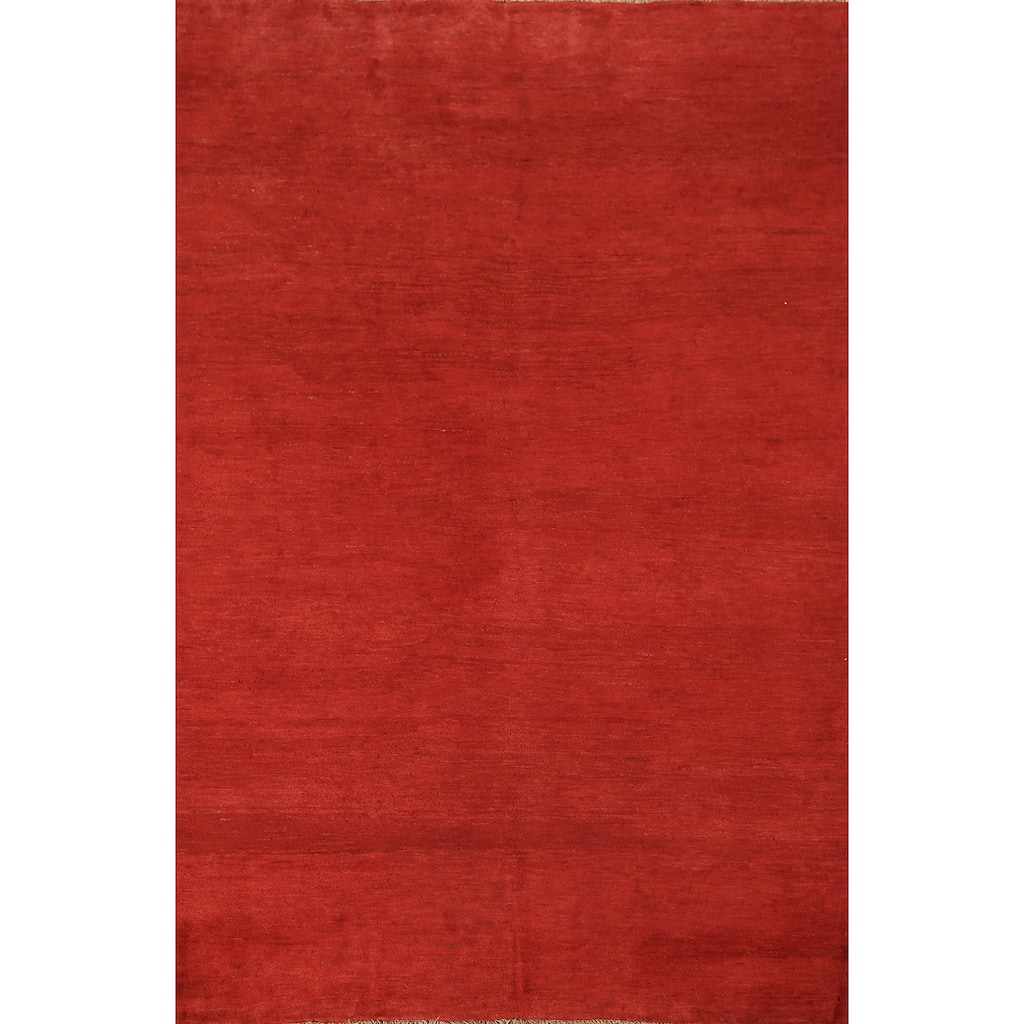 Modern Gabbeh Oriental Area Rug Handmade Red Wool Carpet - 5'2" x 7'9"