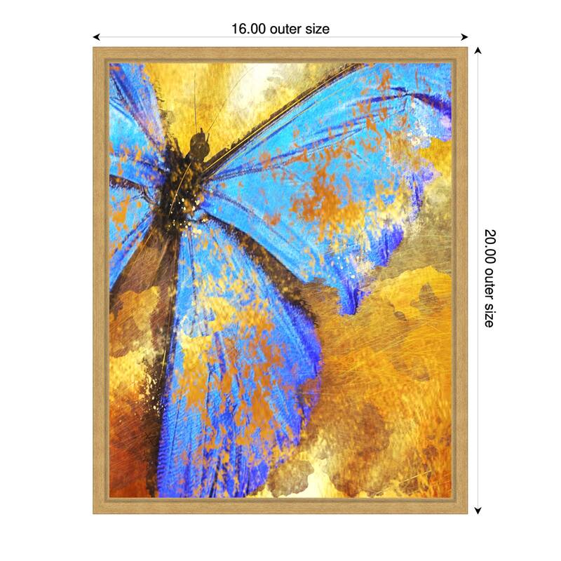 Blue Butterfly by Sannel Larson Framed Canvas Wall Art Print - 16 x 20 in