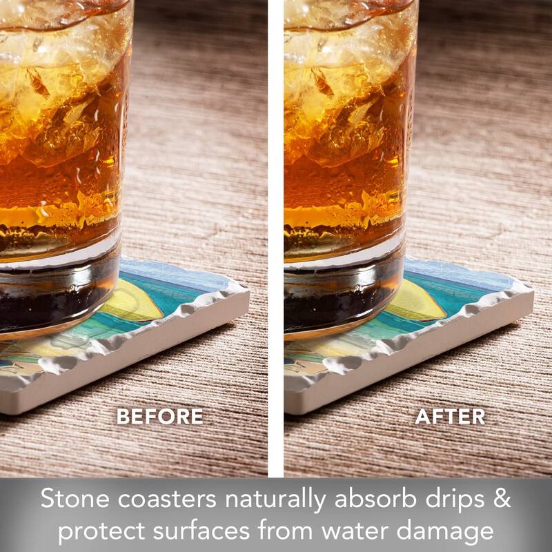 CounterArt Umbrella Days Absorbent Stone Tumbled Tile Coaster Set of 4 Made in The USA Protective Cork Backing