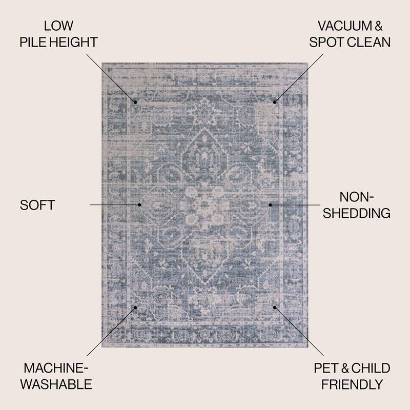 JONATHAN Y Shaemus Global Medallion Low-Pile Machine-Washable Area Rug
