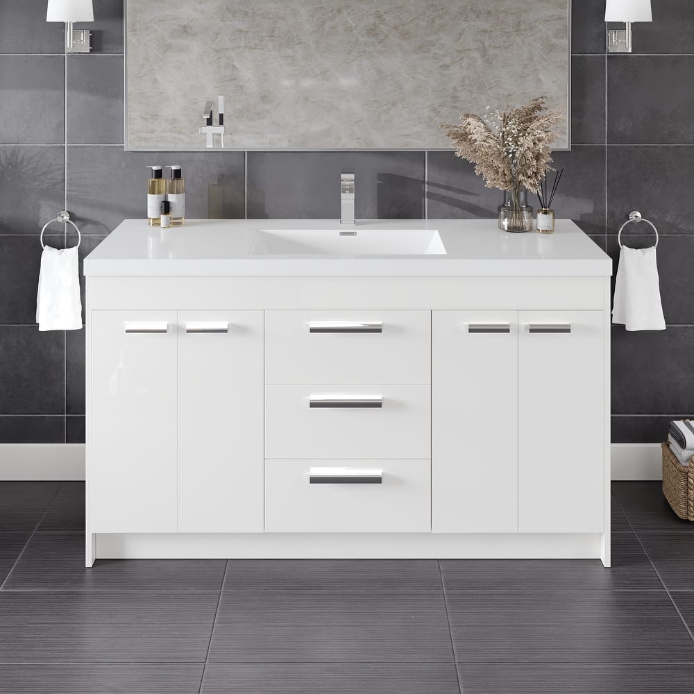 Eviva Lugano 60"W SS Bath Vanity with Acrylic Top and Integrated Sink
