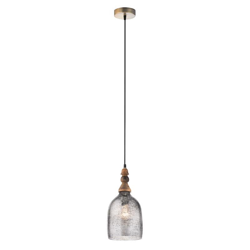 Bathsheba River of Goods Bell-Shaped Pendant Lamp with Silver Glass Shade - 7" x 7" x 15.25"/74.25"