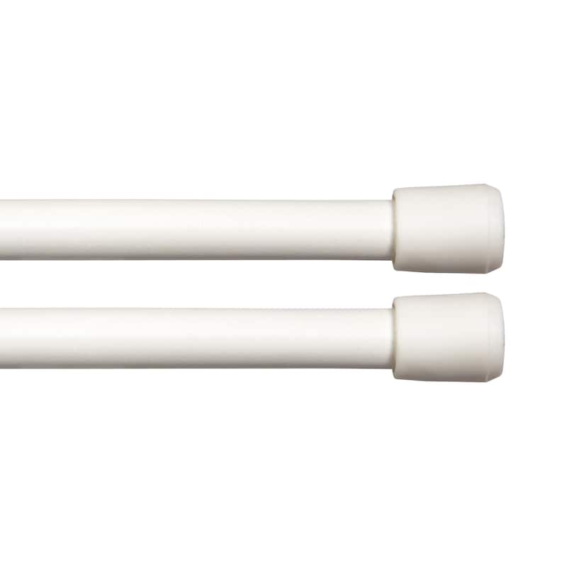 Kenney Fast Fit No Tools 7/16" Spring Tension Rod, 2-Pack - 18-28" - White