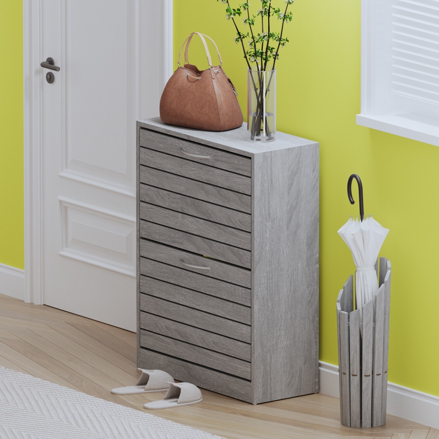 FUFU&GAGA 2-Tier Shoe Rack Cabinet with Storage Space-image