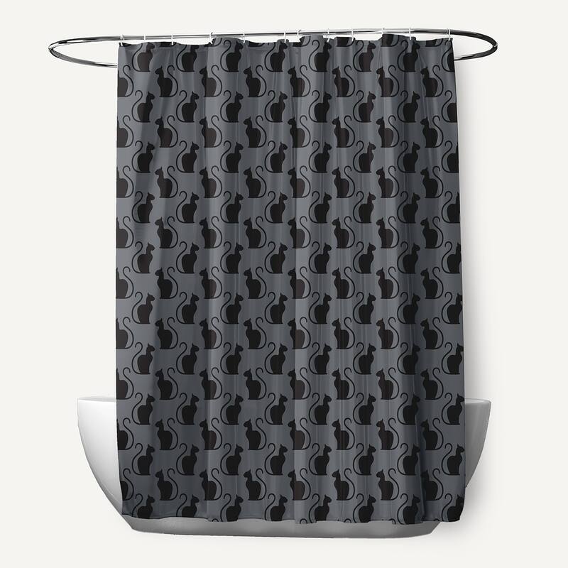 Spooky Cats Shower Curtain - Steel Gray