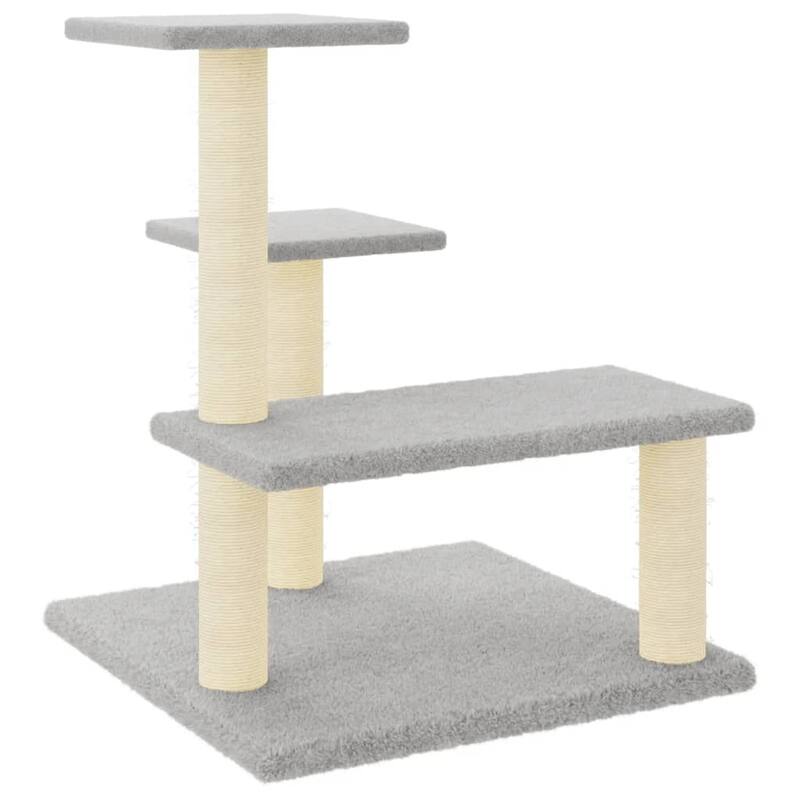 vidaXL Cat Tree Light Grey Engineered wood, plush, sisal Medium Durable - Light Grey