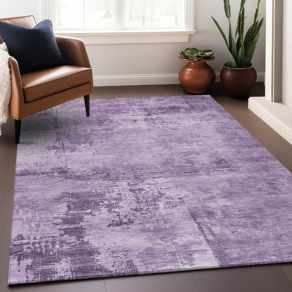 Machine Washable Indoor/ Outdoor Abstract Modern Chantille Rug